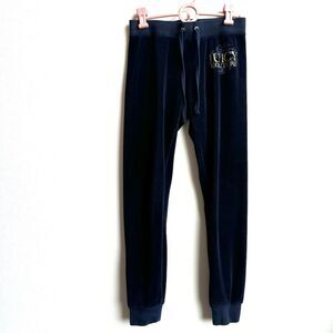 Rare Vintage Juicy Couture Navy Blue Low Rise Velour Pants Size XS Snap Pockets